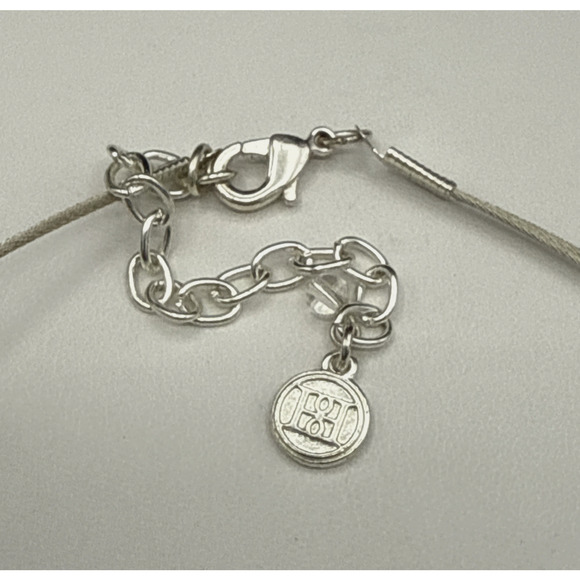 Multi Strand Cable Necklace 19 in Silver Tone Mesh Circle Pendant Dana Buchman - Picture 5 of 5